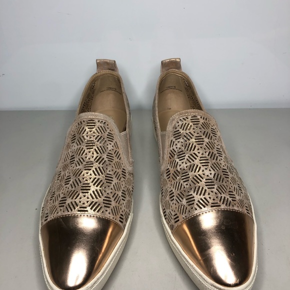 Karl Lagerfeld Rose Gold Leather Cut Out Cap Toe Slip On Sneaker Shoes Women 41B - Picture 8 of 16